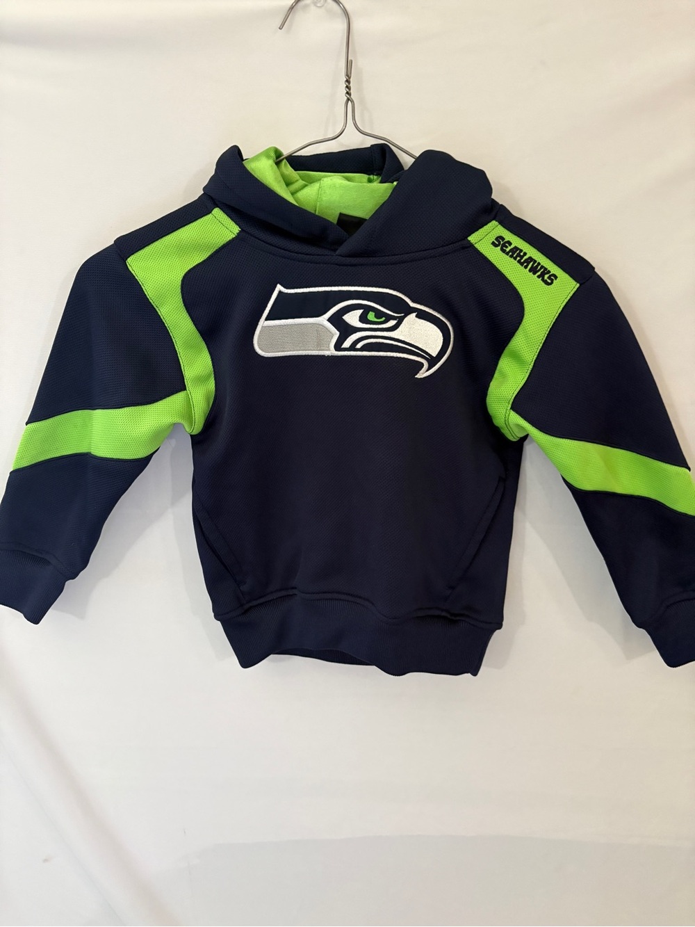 Seattle Seahawks Kids Navy & Neon Green Hoodie